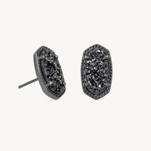 Kendra Scott Ellie Gunmetal Stud Earrings in Black Drusy